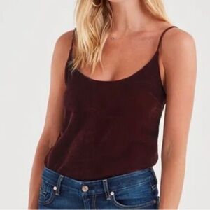 7 For all mankind crushed velvet merlot tank xs